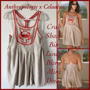 Anthropologie x Celandine Crab Shack Bib Linen Blend Mini Dress Small